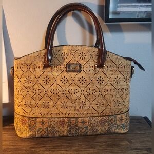 Patterned Natural Cork Purse Portugese Made